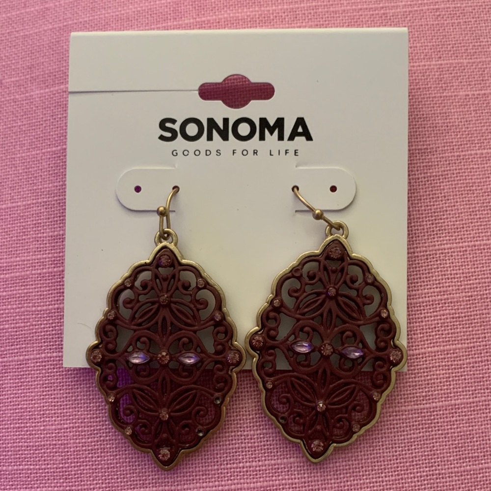 Sonoma Maroon and Gold Filigree Earrings